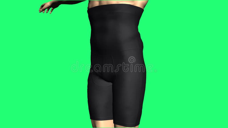 Compression sports clothes corrective and weight loss action. 3d animation.