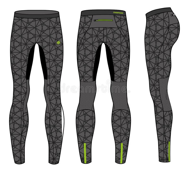 Compression Tights Pants design vector template, Base layer Performance bottom concept with front and back view for running