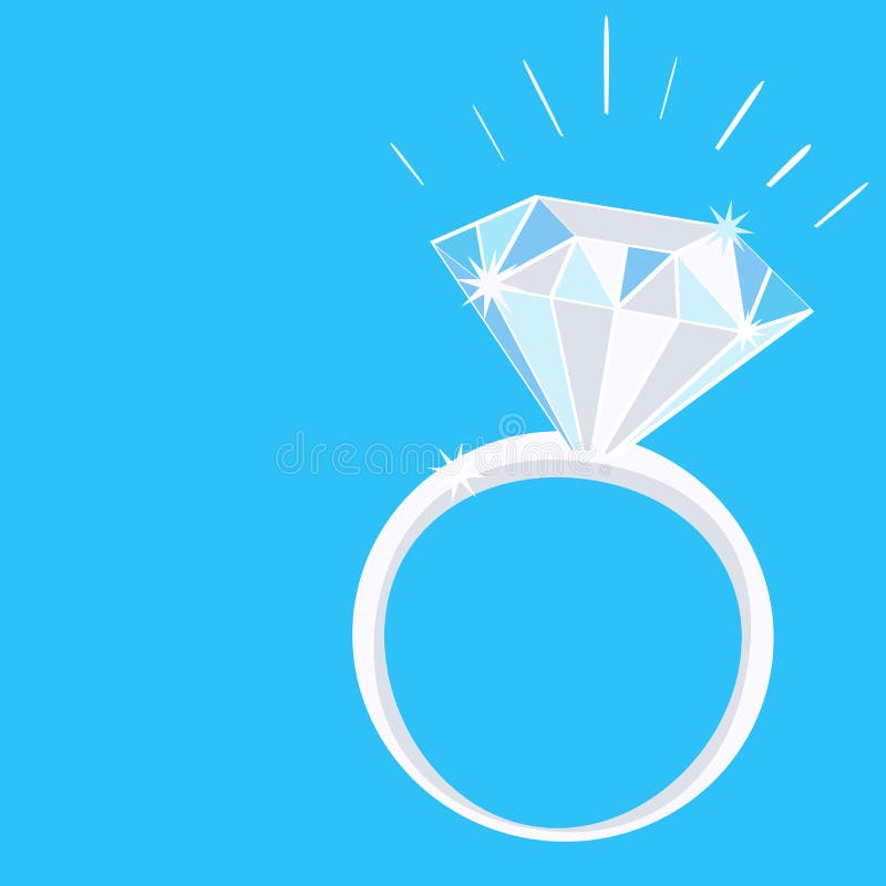 Compromiso Diamond Ring con las chispas en fondo azul