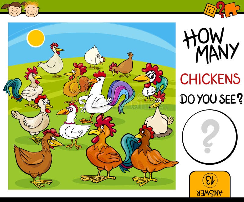 Compte de la tâche avec la bande dessinée de poulets illustration stock Compte de la tâche avec la bande dessinée de poulets illustration stock