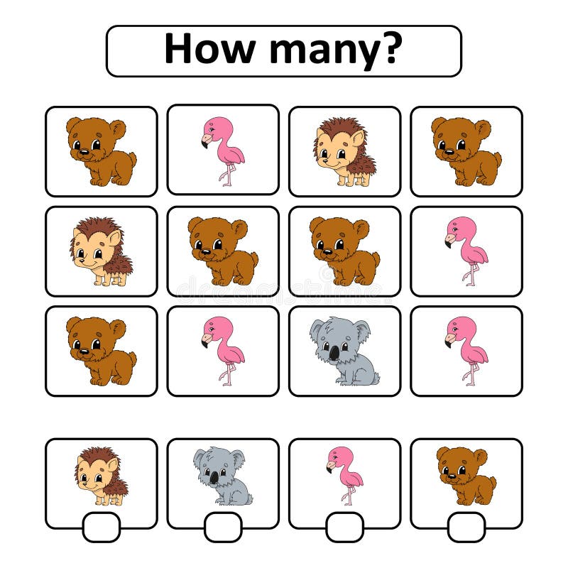 Compte du jeu pour des enfants d'âge préscolaire apprentissage des mathématiques Combien d'animaux dans l'image Avec l'espace pou illustration de vecteur Compte du jeu pour des enfants d'âge préscolaire apprentissage des mathématiques Combien d'animaux dans l'image Avec l'espace pou illustration de vecteur