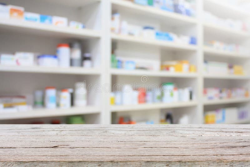 Compteur d'affichage de produit de pharmacie avec des étagères de pharmacie
