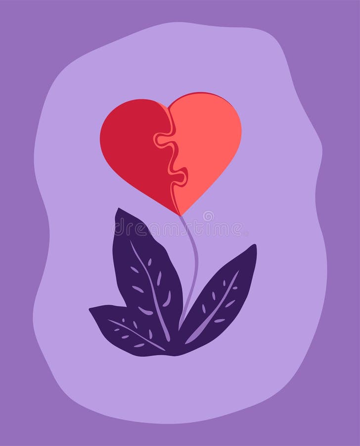 Compuesto por pedazos de un símbolo del corazón que crecen en un tallo, ilustración amor libre illustration Compuesto por pedazos de un símbolo del corazón que crecen en un tallo, ilustración amor libre illustration