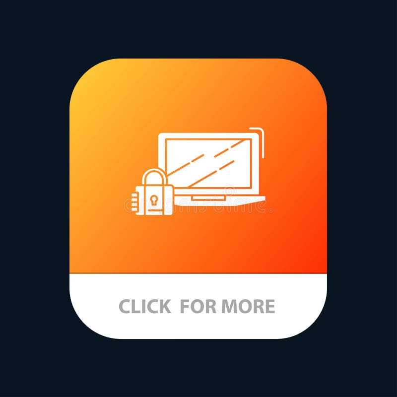 Computador, cadeado, segurança, fechamento, botão móvel do App do início de uma sessão Android e do Glyph do IOS versão ilustração stock Computador, cadeado, segurança, fechamento, botão móvel do App do início de uma sessão Android e do Glyph do IOS versão ilustração stock