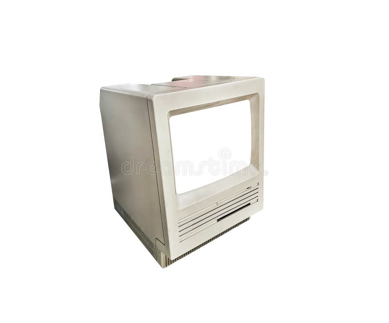 Computador vintage fechado isolado em branco fotos de stock Computador vintage fechado isolado em branco fotos de stock