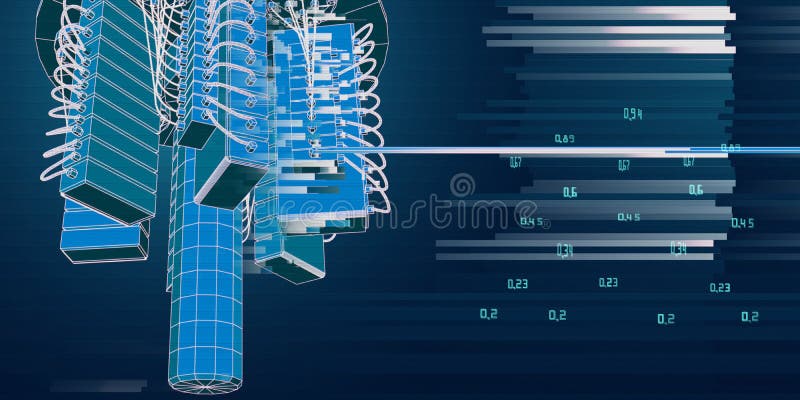 Computadora cuántica. concepto de fondo de física abstracta con computadora cuántica. elemento de inteligencia artificial de apren libre illustration
