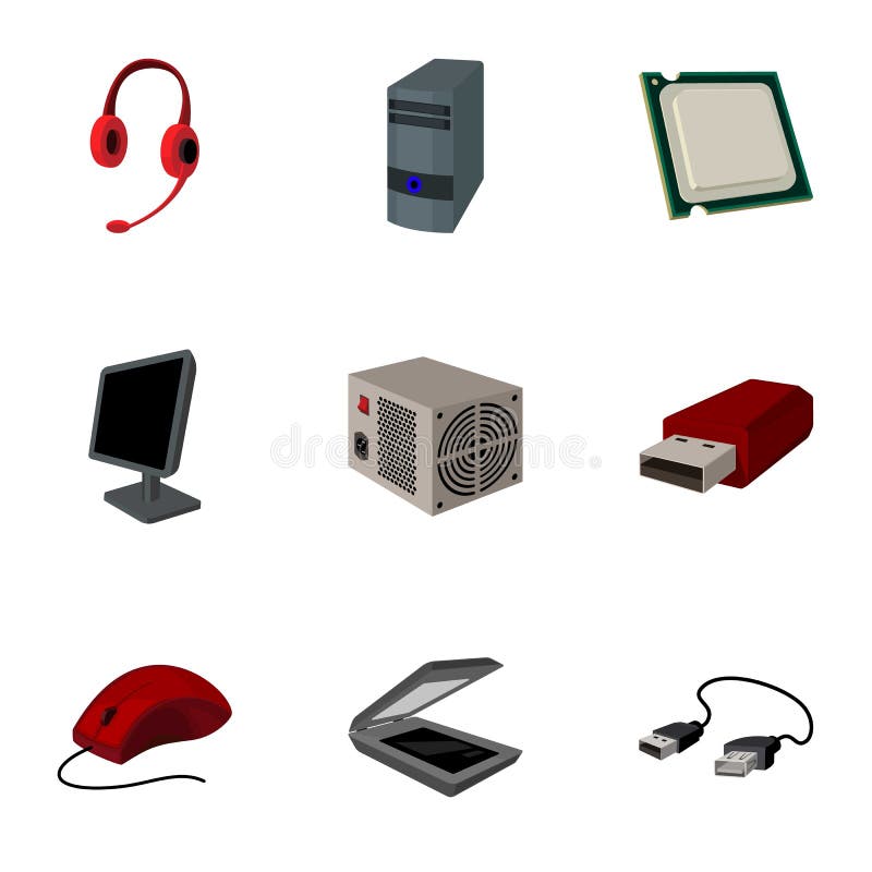 Computer Accessories. Headphones, Computer Parts, Accessories Stock Vector - Illustration of headphones, cooler: 92121577 Computer Accessories. Headphones, Computer Parts, Accessories Stock Vector - Illustration of headphones, cooler: 92121577