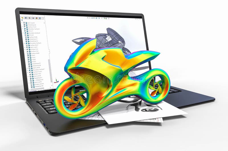 Computer aided design with 3D software. Business, development. vector illustration