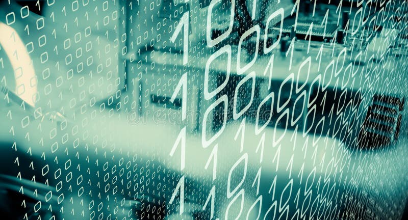 Computer algorithm binary code, cyberattack concept vector illustration