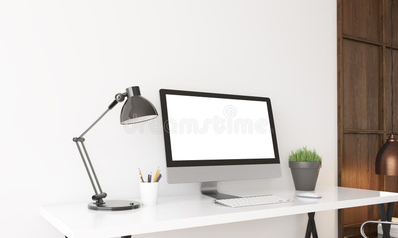 Computer auf Schreibtisch im Innenministerium lizenzfreie abbildung Computer auf Schreibtisch im Innenministerium lizenzfreie abbildung