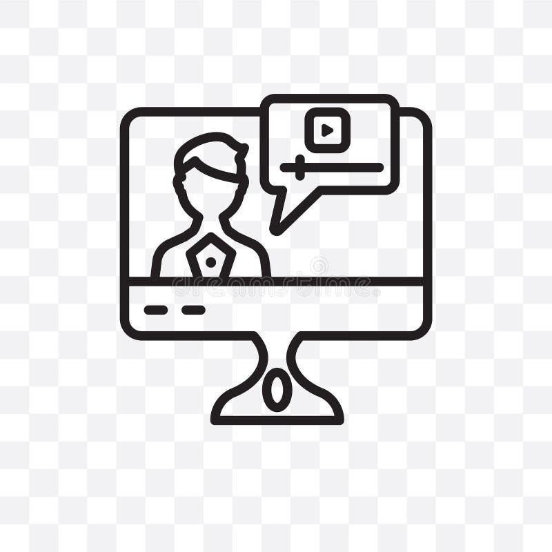 Computer Based Training Vector Linear Icon Isolated On Transparent