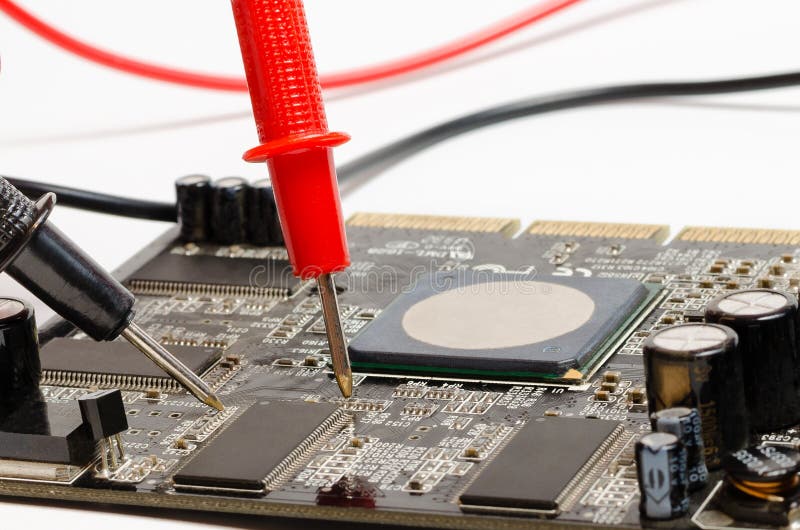 Computer Board Repair On A White Background Stock Photo Image of