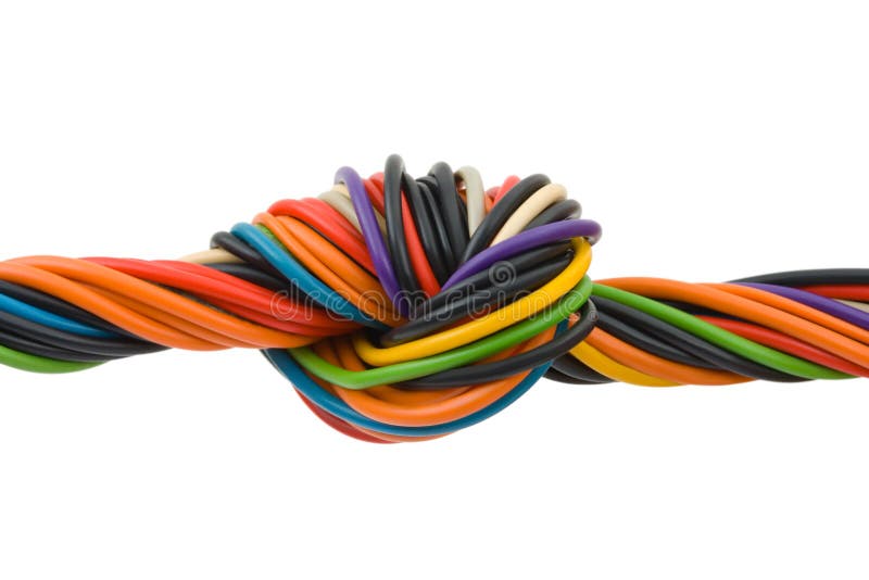 Computer cable with knot stock images