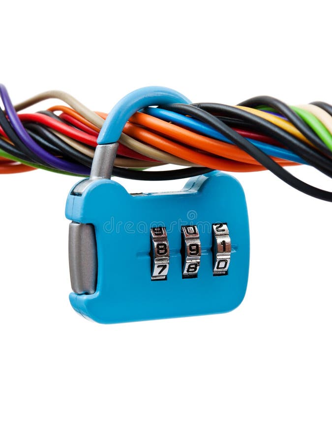 Computer cable and lock royalty free stock image