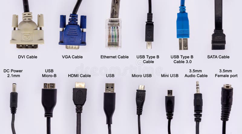 Computer Cables with Different Connectors for Network and Data ...