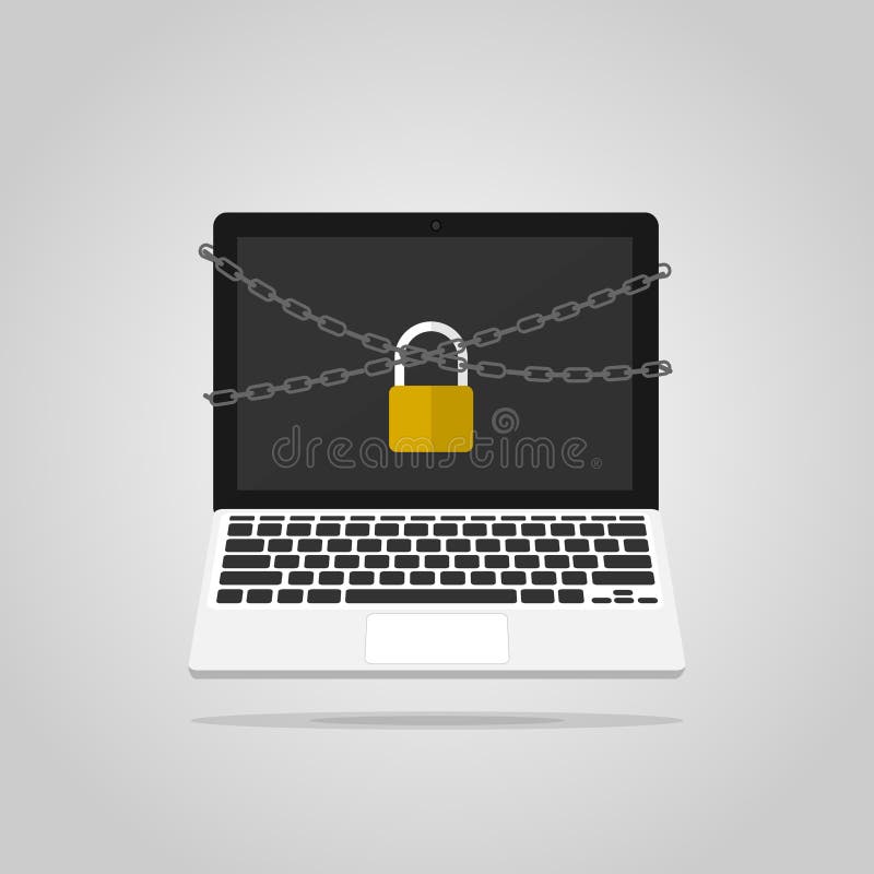 Computer chain lock security ,hack computer vector vector illustration Computer chain lock security ,hack computer vector vector illustration