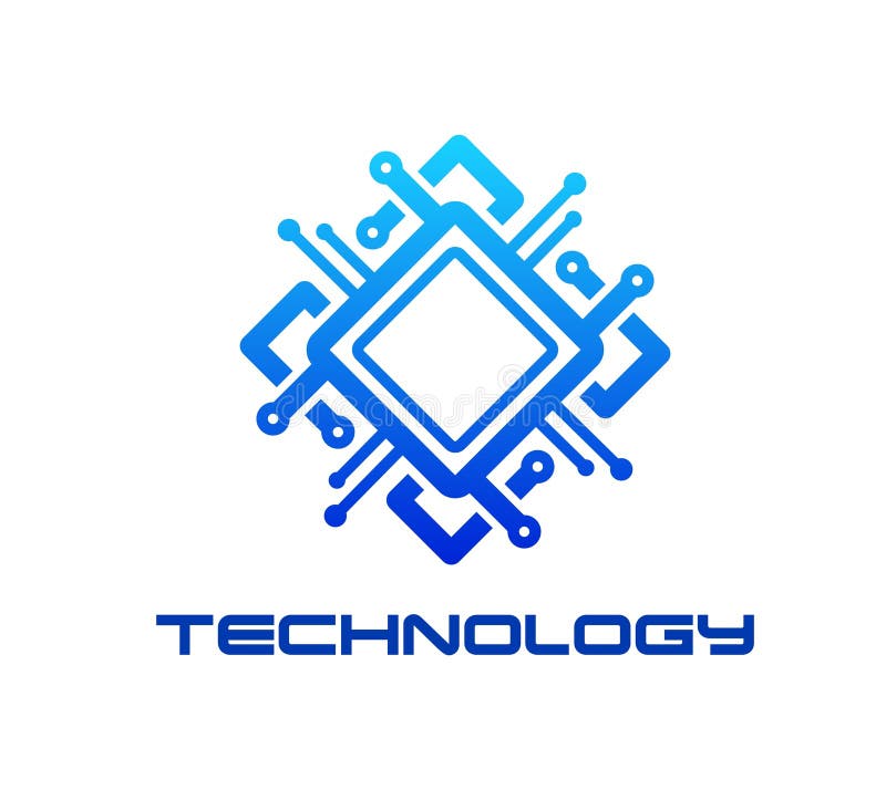 Computer chip, AI technology icon computer chipset vector illustration