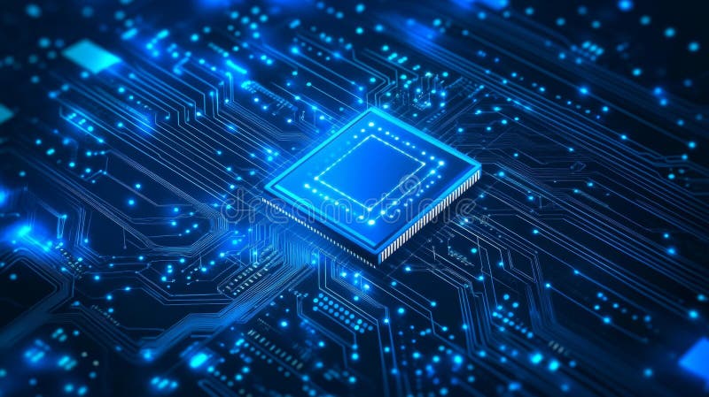 Computer chip background. Circuit board. AI technology background. Semiconductor or CPU processor. Stock concept vector illustration