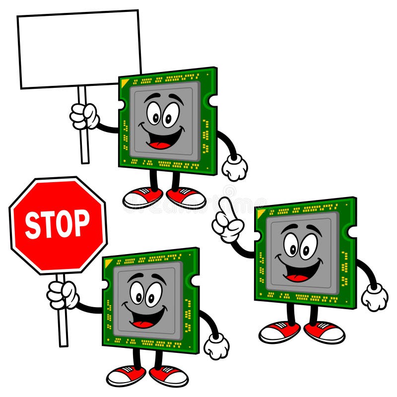 Computer Chip Character Set 03 stock illustration
