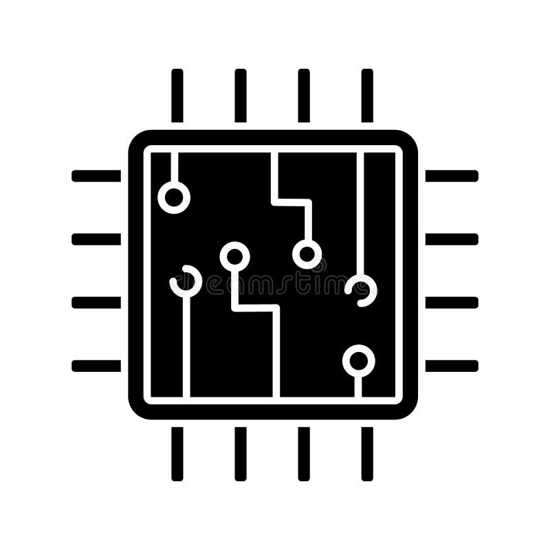Computer chip glyph icon vector illustration
