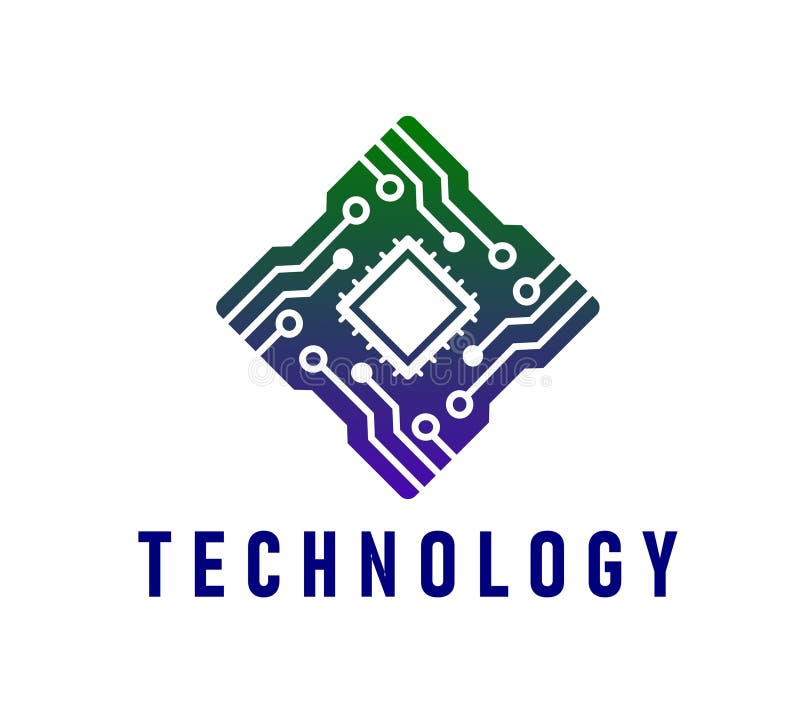 Computer chip icon, AI technology and digital tech royalty free illustration