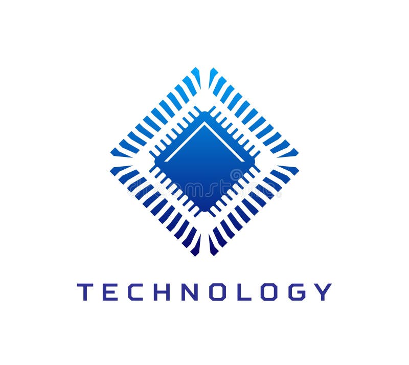 Computer chip icon, ai technology vector symbol royalty free illustration