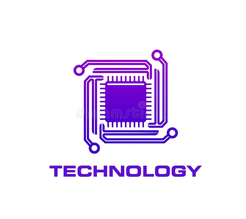 Computer chip icon, ai technology vector symbol vector illustration