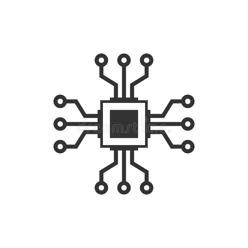 Computer chip icon in flat style. Circuit board vector illustration on white isolated background. Cpu processor business concept