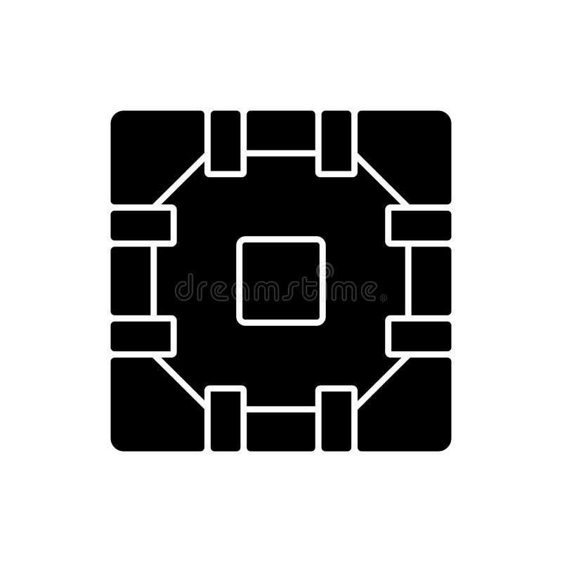 Computer circuit board black glyph icon stock illustration