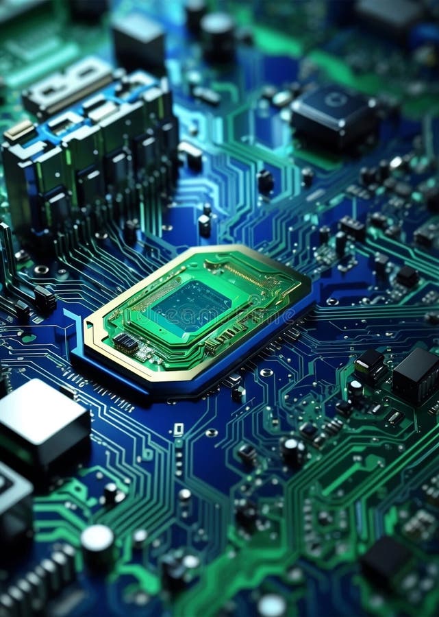 Imagine generativă generativă generativă a fundalului circuitului computerizat stock illustration