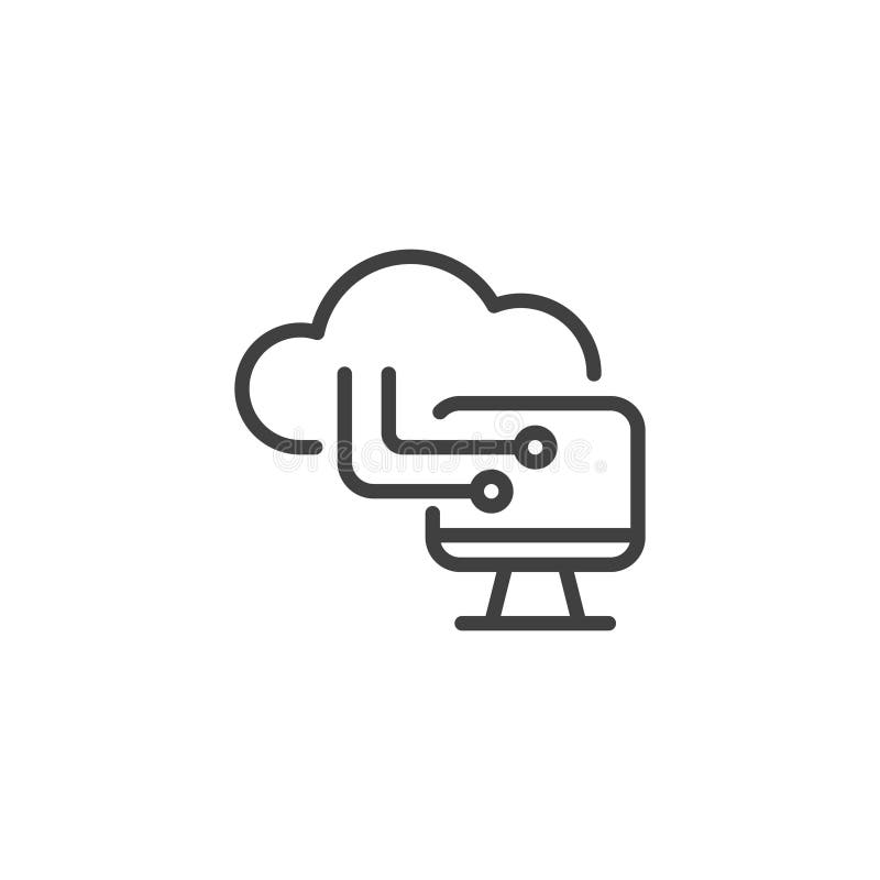 Computer cloud server line icon stock illustration