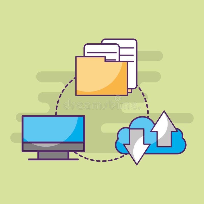 Computer Cloud Storage Data Information Documents Stock Illustration