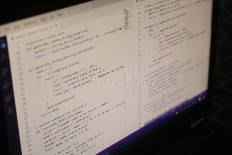 Computer Code Programming Language Coding close high resolution photo on computer laptop screen royalty free stock photography