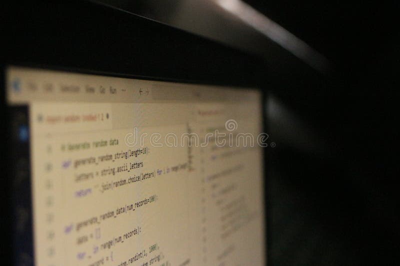 Computer Code Programming Language Coding close high resolution photo on computer laptop screen stock photography