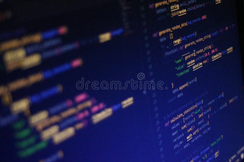 Computer Code Programming Language Coding close high resolution photo on computer laptop screen stock image