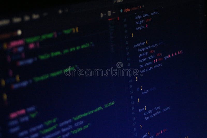Computer Code Programming Language Coding close high resolution photo on computer laptop screen stock photography
