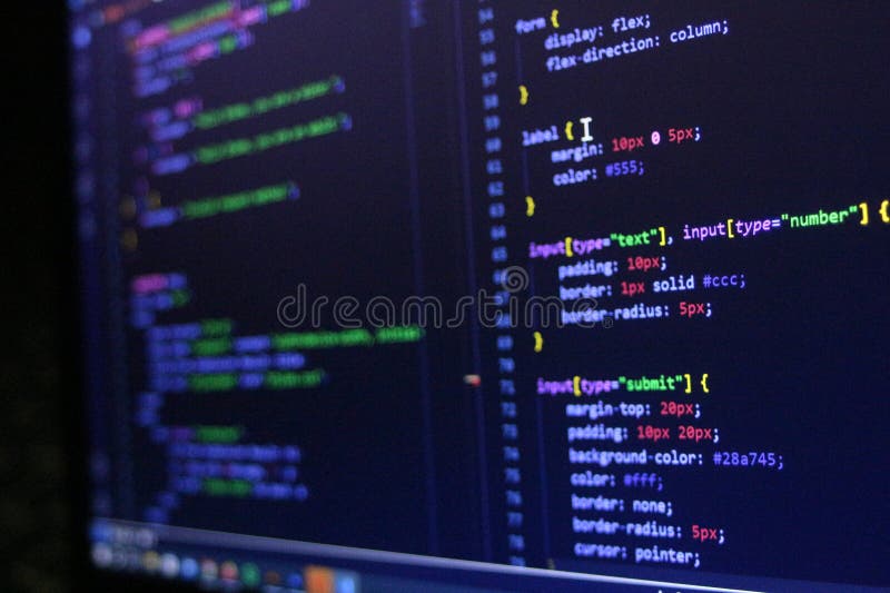 Computer Code Programming Language Coding close high resolution photo on computer laptop screen stock image