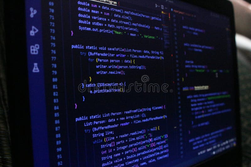 Computer Code Programming Language Coding close high resolution photo on computer laptop screen royalty free stock images