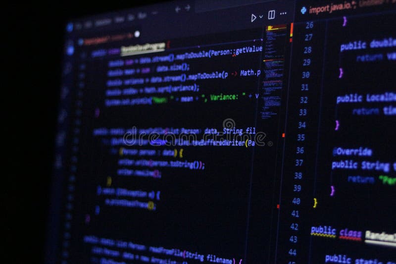 Computer Code Programming Language Coding close high resolution photo on computer laptop screen stock photography