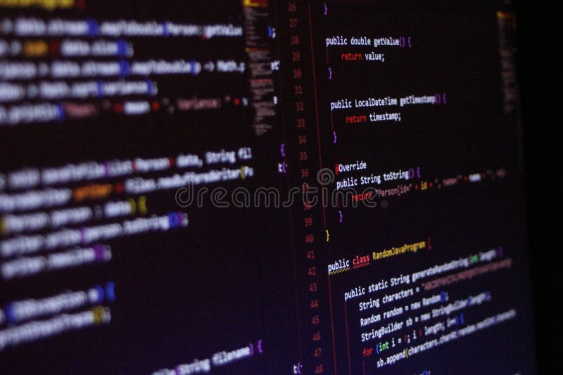 Computer Code Programming Language Coding close high resolution photo on computer laptop screen royalty free stock photography