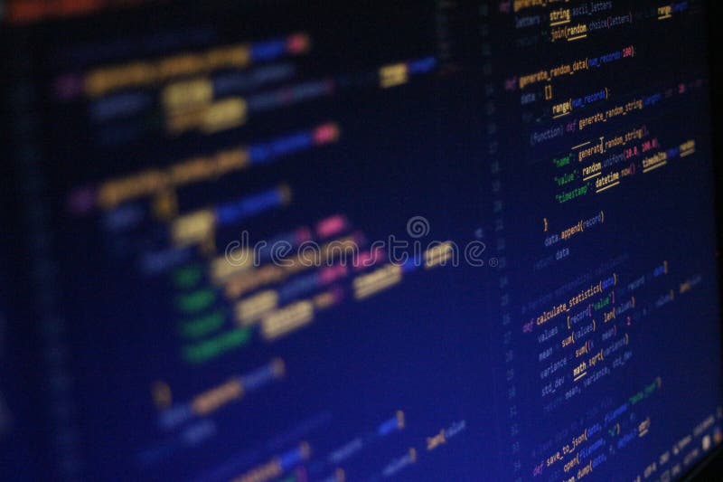 Computer Code Programming Language Coding close high resolution photo on computer laptop screen royalty free stock photography
