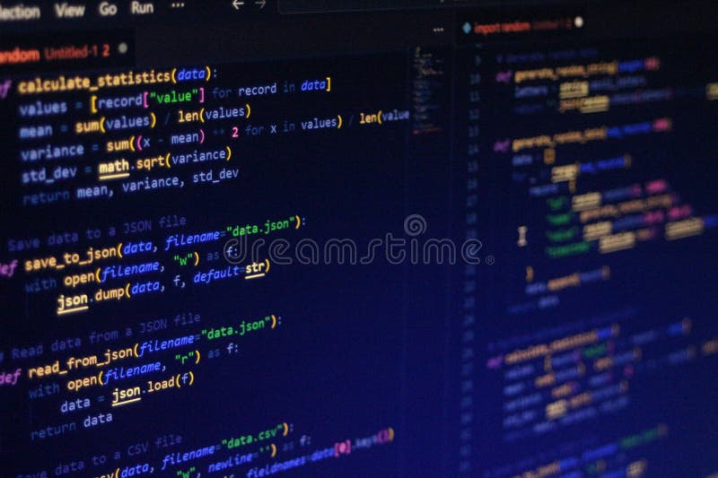 Computer Code Programming Language Coding close high resolution photo on computer laptop screen stock images