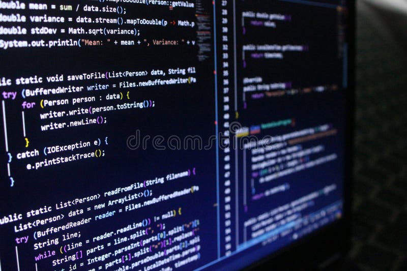 Computer Code Programming Language Coding close high resolution photo on computer laptop screen royalty free stock photos