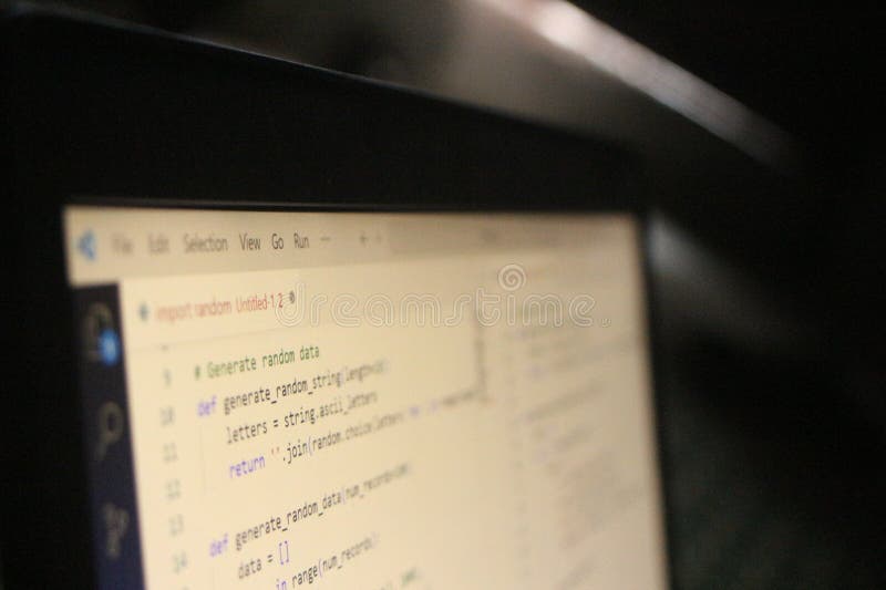 Computer Code Programming Language Coding close high resolution photo on computer laptop screen stock image