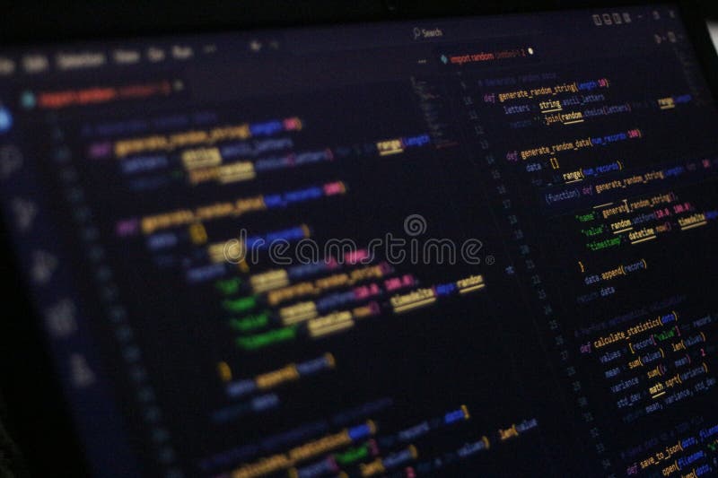 Computer Code Programming Language Coding close high resolution photo on computer laptop screen royalty free stock images