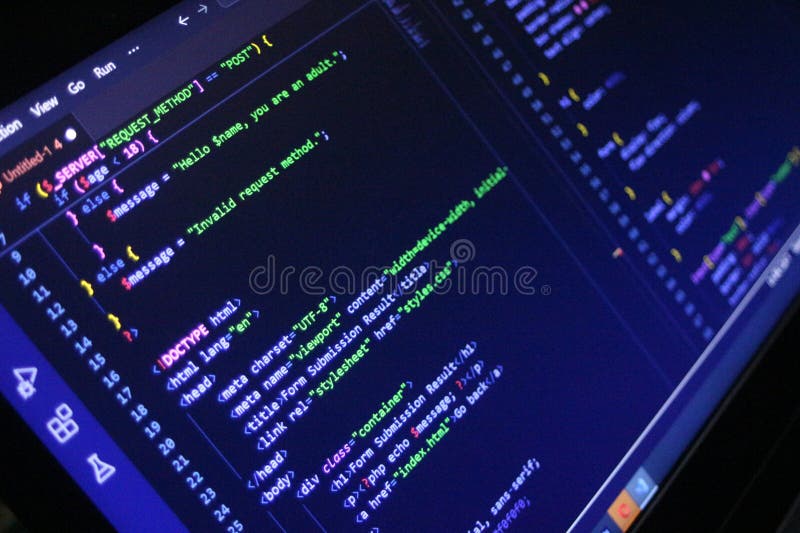 Computer Code Programming Language Coding close high resolution photo on computer laptop screen royalty free stock photos
