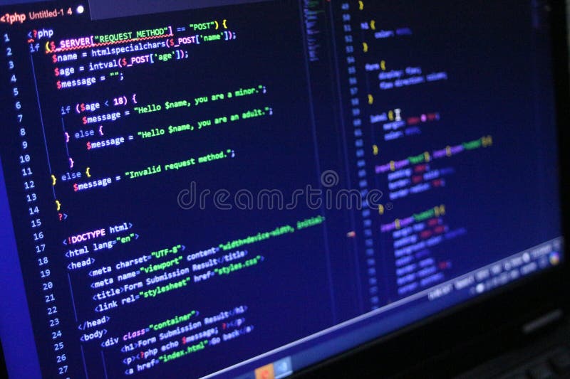 Computer Code Programming Language Coding close high resolution photo on computer laptop screen royalty free stock image