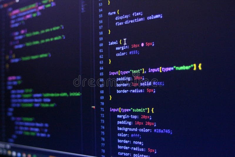Computer Code Programming Language Coding close high resolution photo on computer laptop screen stock photography