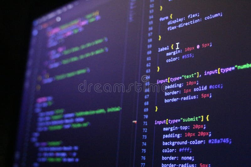 Computer Code Programming Language Coding close high resolution photo on computer laptop screen stock photos