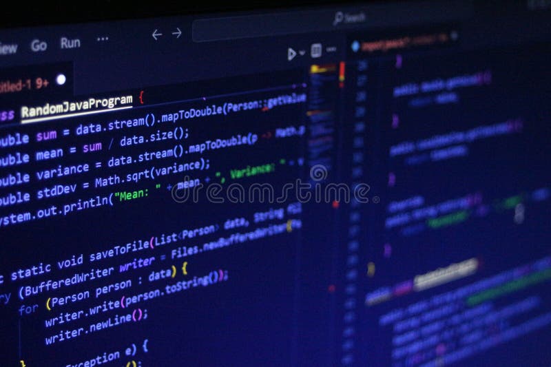Computer Code Programming Language Coding close high resolution photo on computer laptop screen royalty free stock images